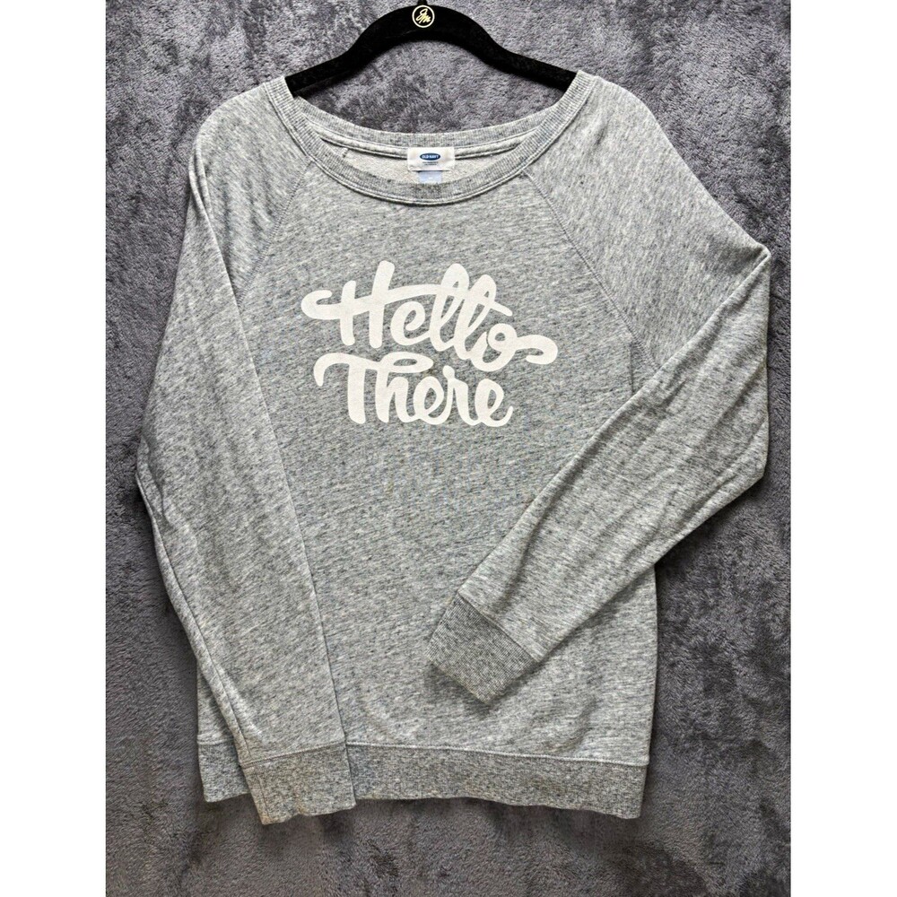 Old Navy Women’s Gray Graphic Crewneck Raglan Pullover Sweatshirt M Regular